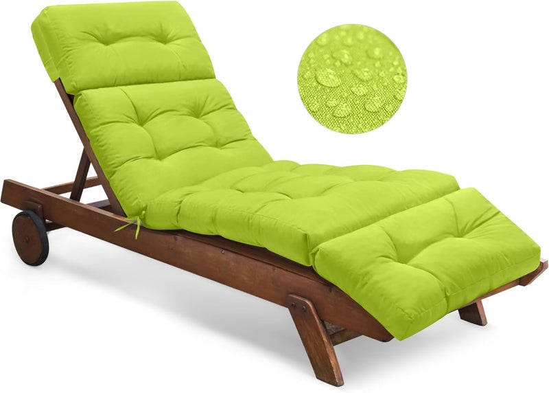 Tycdiose Waterproof Chaise Lounge Chair Cushions Outdoor 74.4 x 22 x 4.7 Inches Thickened Memory Foam Pool Chaise Lounge Chair Cushions Replacement for Outdoor Patio Furniture with Ties, Light Green - Image 1